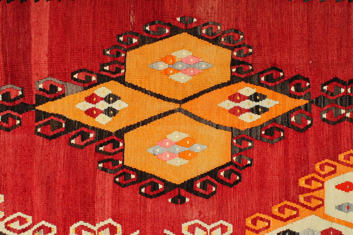 7x10 Red and Multicolor Turkish Tribal Rug