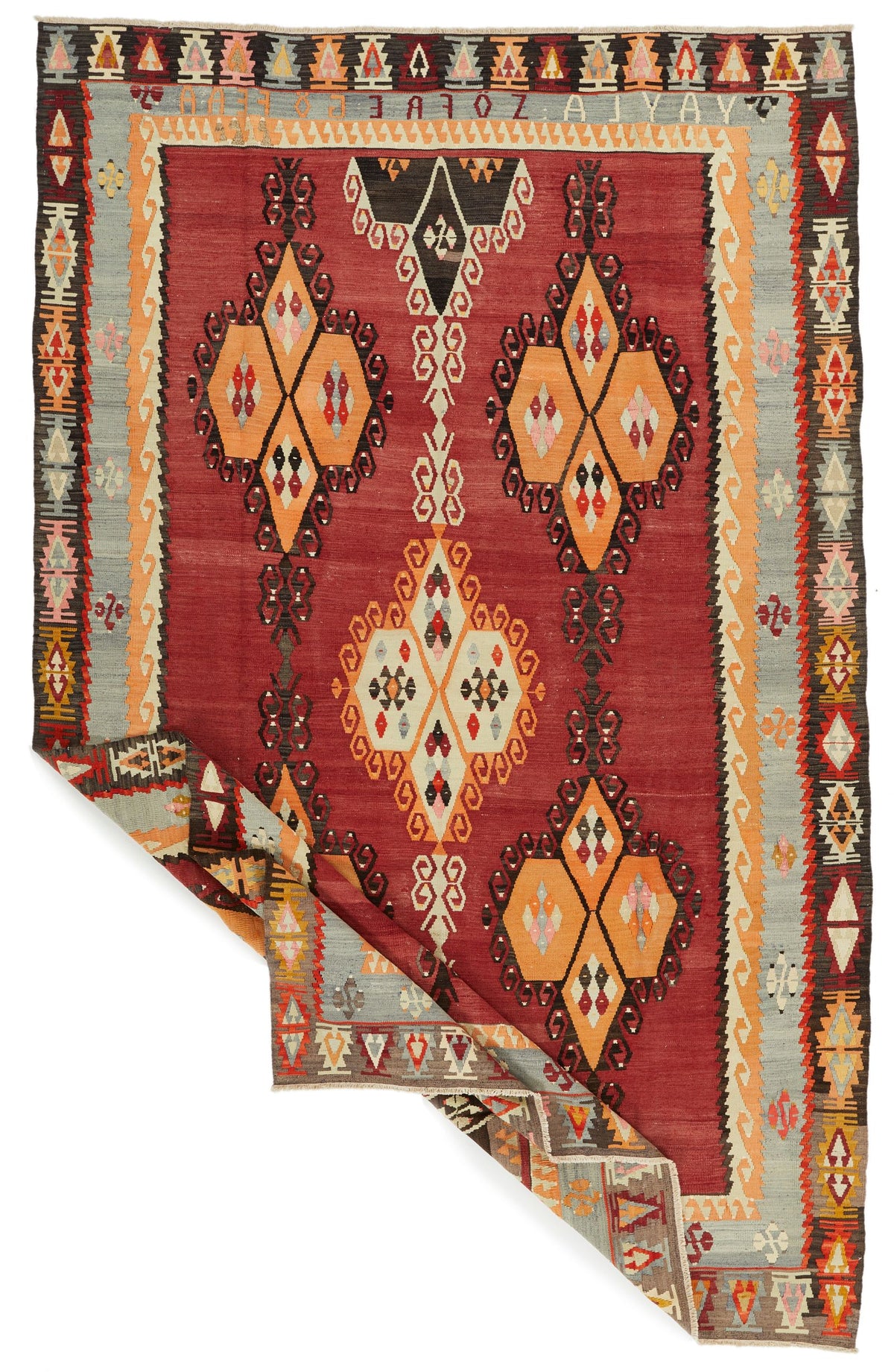 7x10 Red and Multicolor Turkish Tribal Rug
