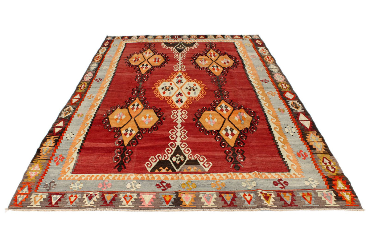7x10 Red and Multicolor Turkish Tribal Rug