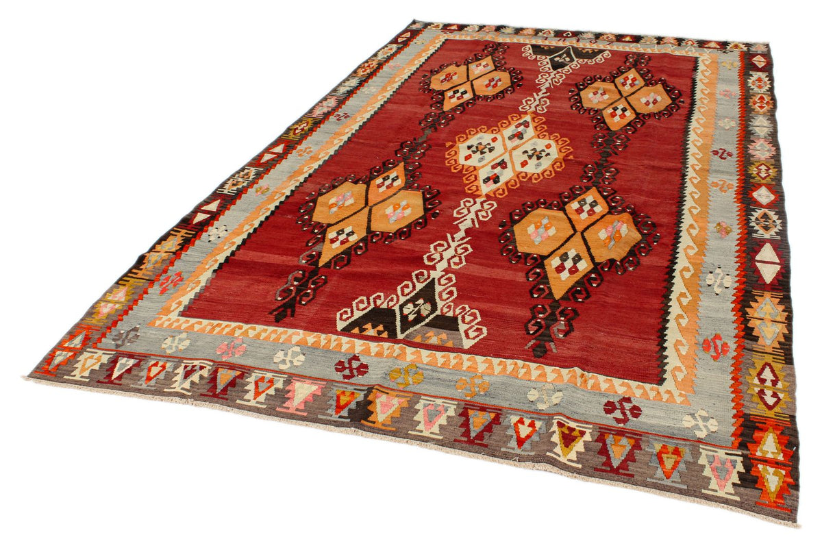 7x10 Red and Multicolor Turkish Tribal Rug