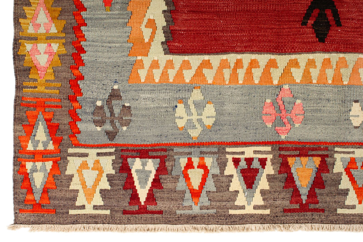 7x10 Red and Multicolor Turkish Tribal Rug