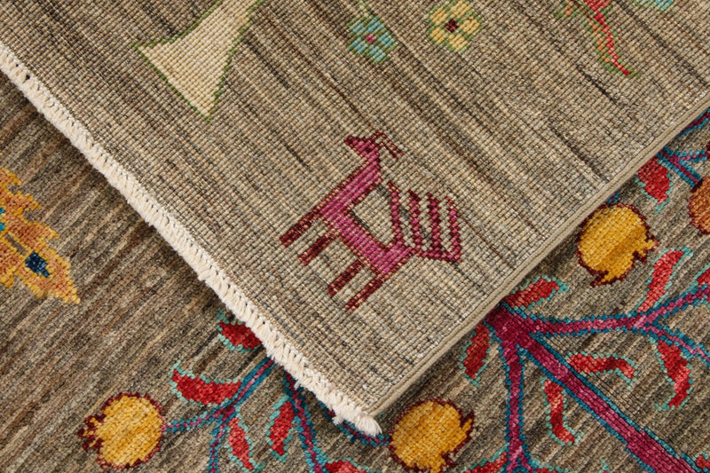 4x6 Brown and Multicolor Tribal Rug