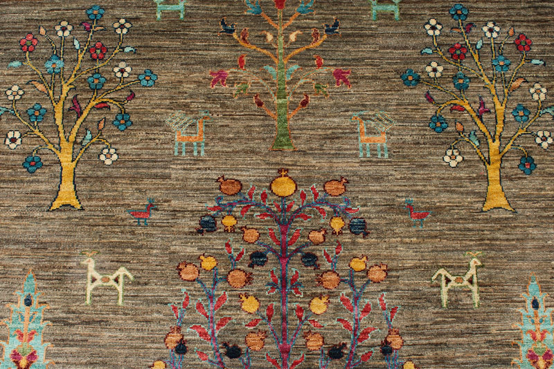 4x6 Brown and Multicolor Tribal Rug