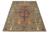 4x6 Brown and Multicolor Tribal Rug