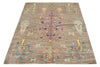 4x6 Brown and Multicolor Tribal Rug