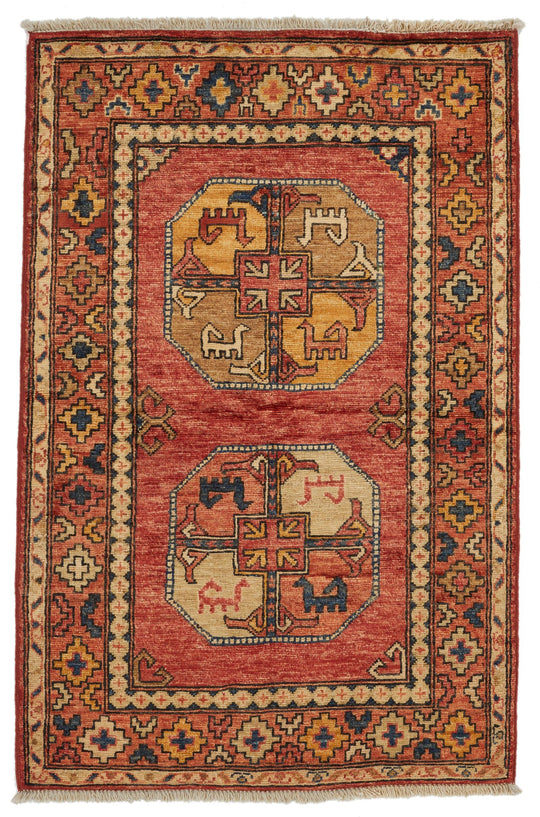 3x4 Red and Multicolor Anatolian Traditional Rug