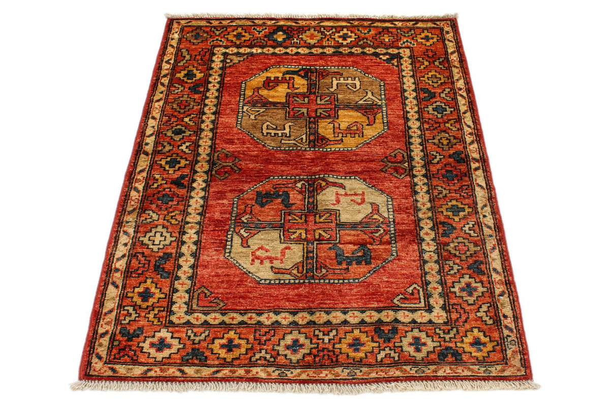 3x4 Red and Multicolor Anatolian Traditional Rug