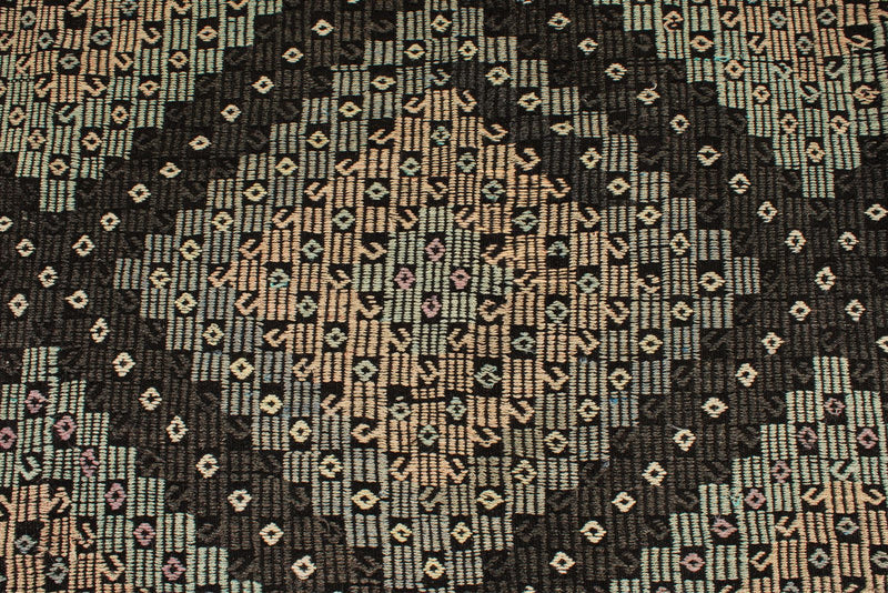 8x11 Black and Multicolor Turkish Tribal Rug