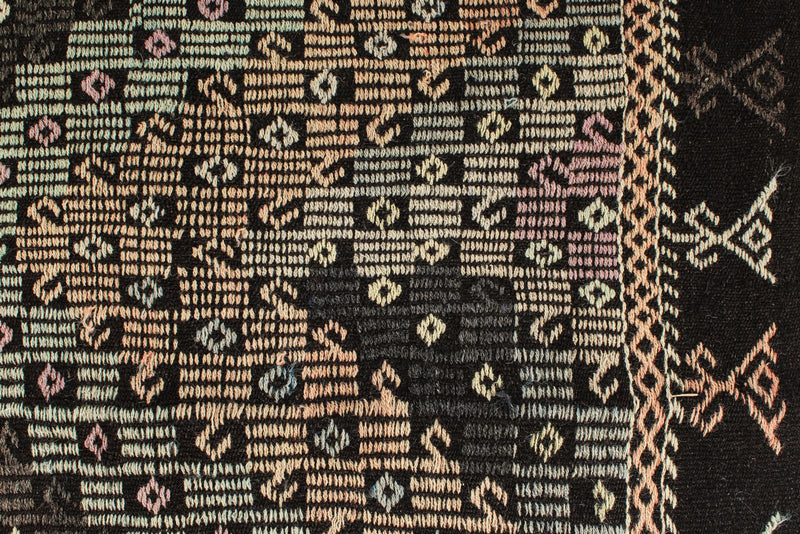 8x11 Black and Multicolor Turkish Tribal Rug