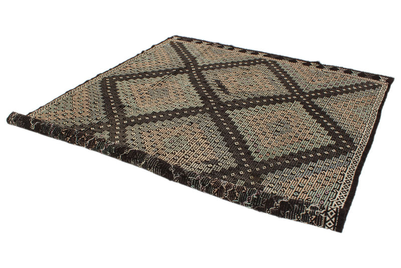 8x11 Black and Multicolor Turkish Tribal Rug