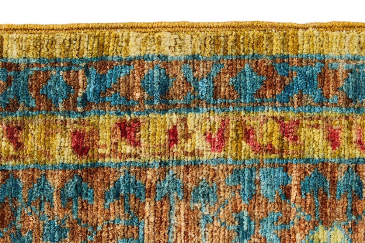 6x8 Gold and Multicolor Turkish Tribal Rug