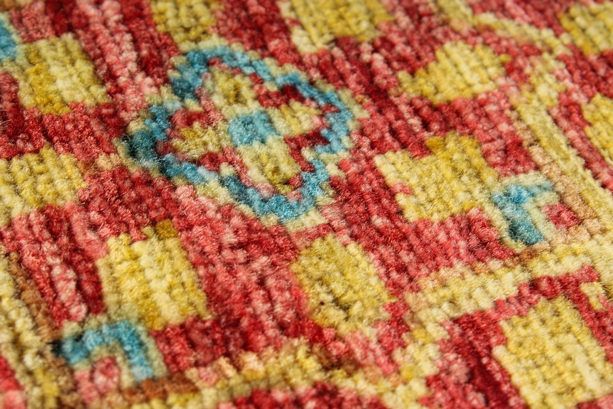 6x8 Gold and Multicolor Turkish Tribal Rug