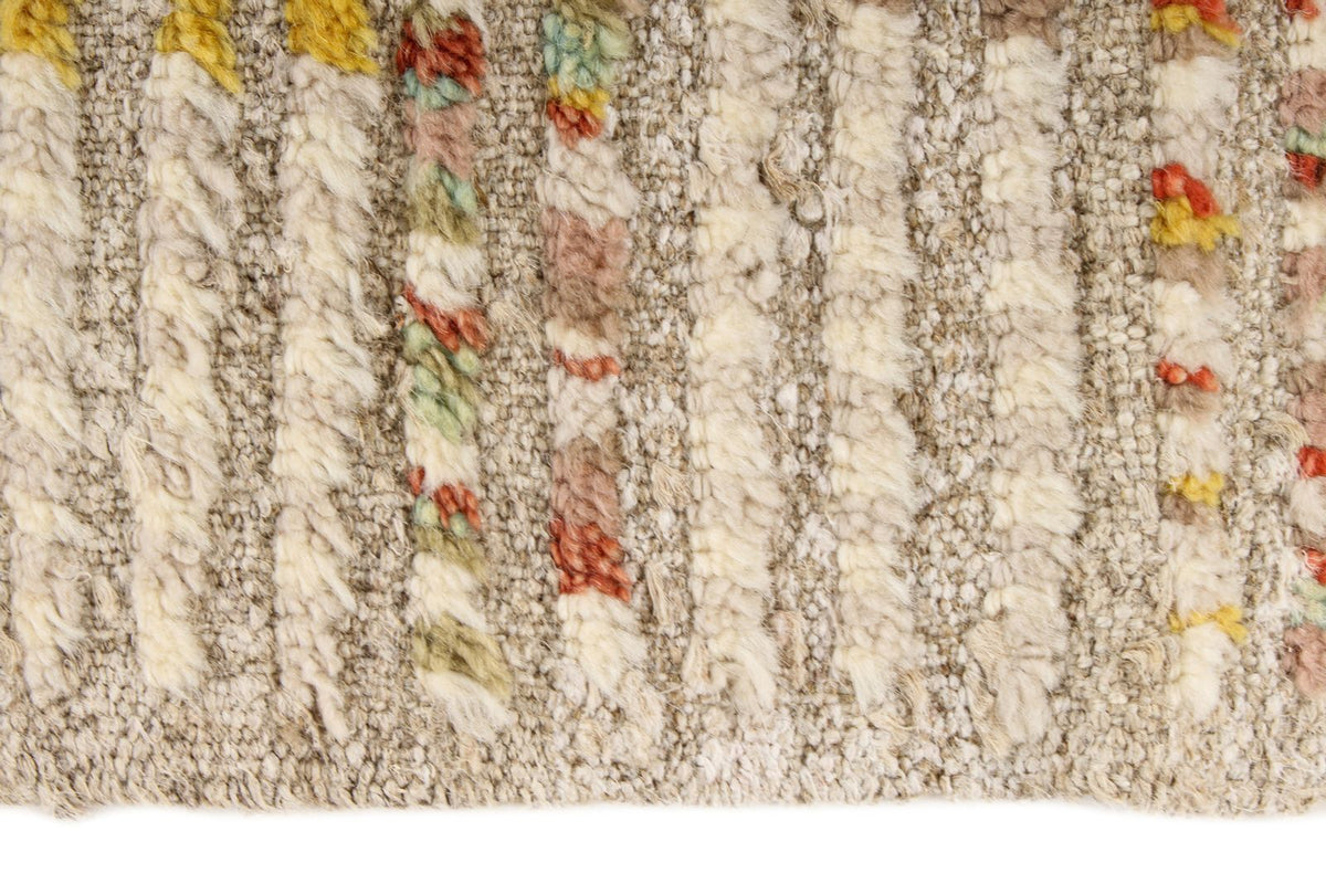 7x10 Ivory and Multicolor Turkish Tribal Rug