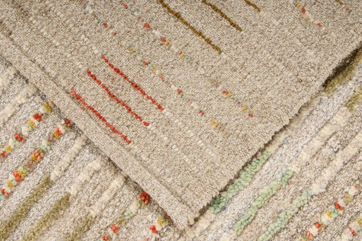 7x10 Ivory and Multicolor Turkish Tribal Rug