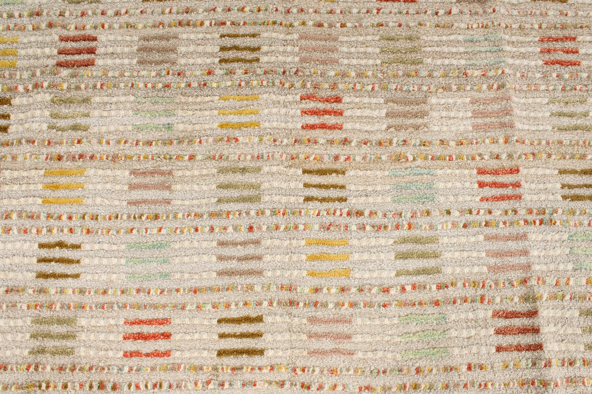 7x10 Ivory and Multicolor Turkish Tribal Rug