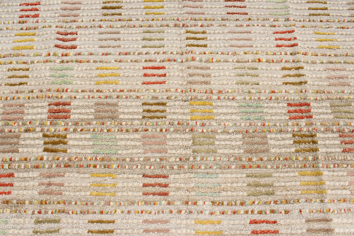 7x10 Ivory and Multicolor Turkish Tribal Rug