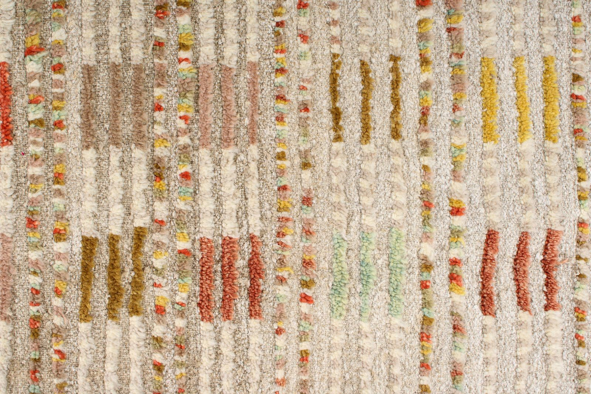 7x10 Ivory and Multicolor Turkish Tribal Rug