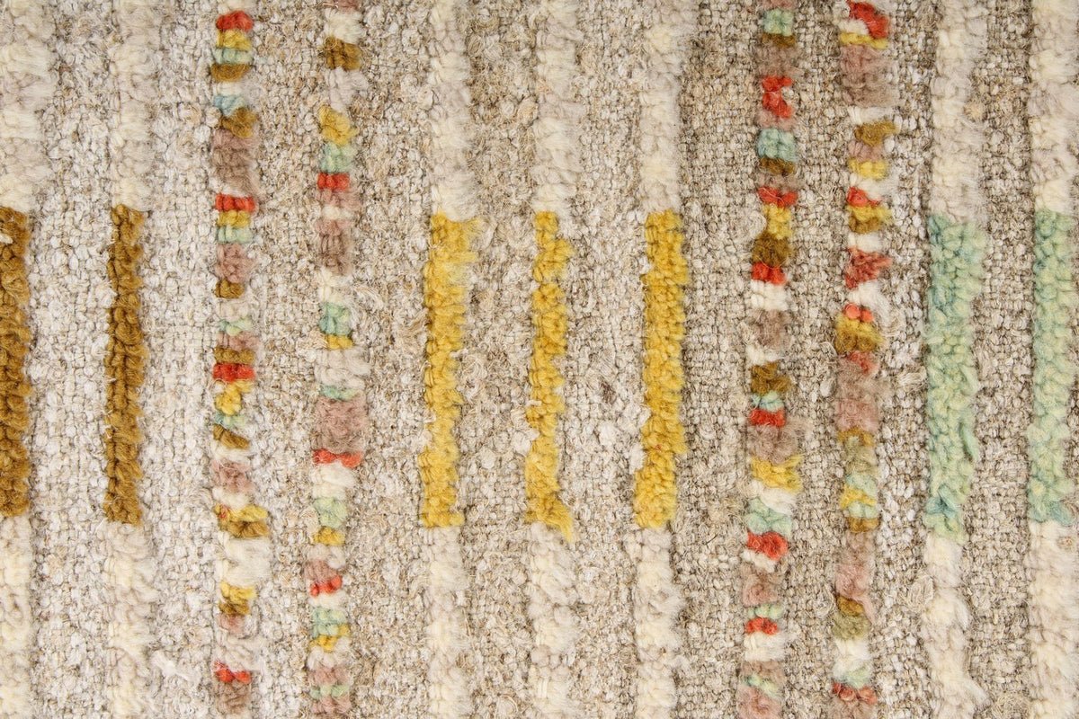 7x10 Ivory and Multicolor Turkish Tribal Rug