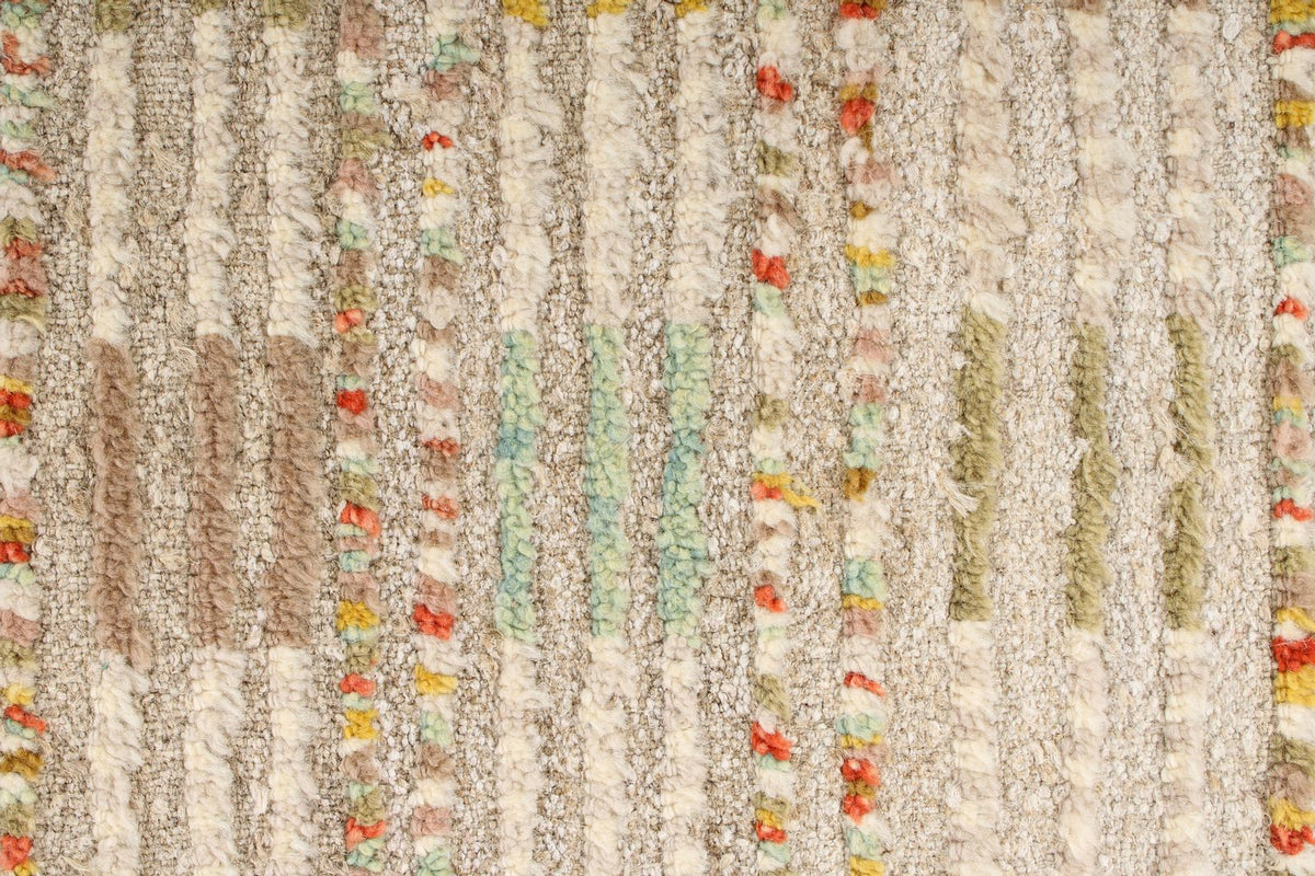 7x10 Ivory and Multicolor Turkish Tribal Rug