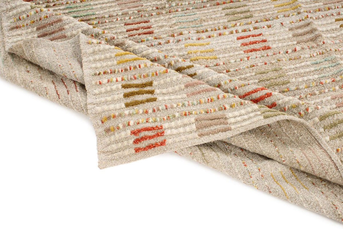 7x10 Ivory and Multicolor Turkish Tribal Rug