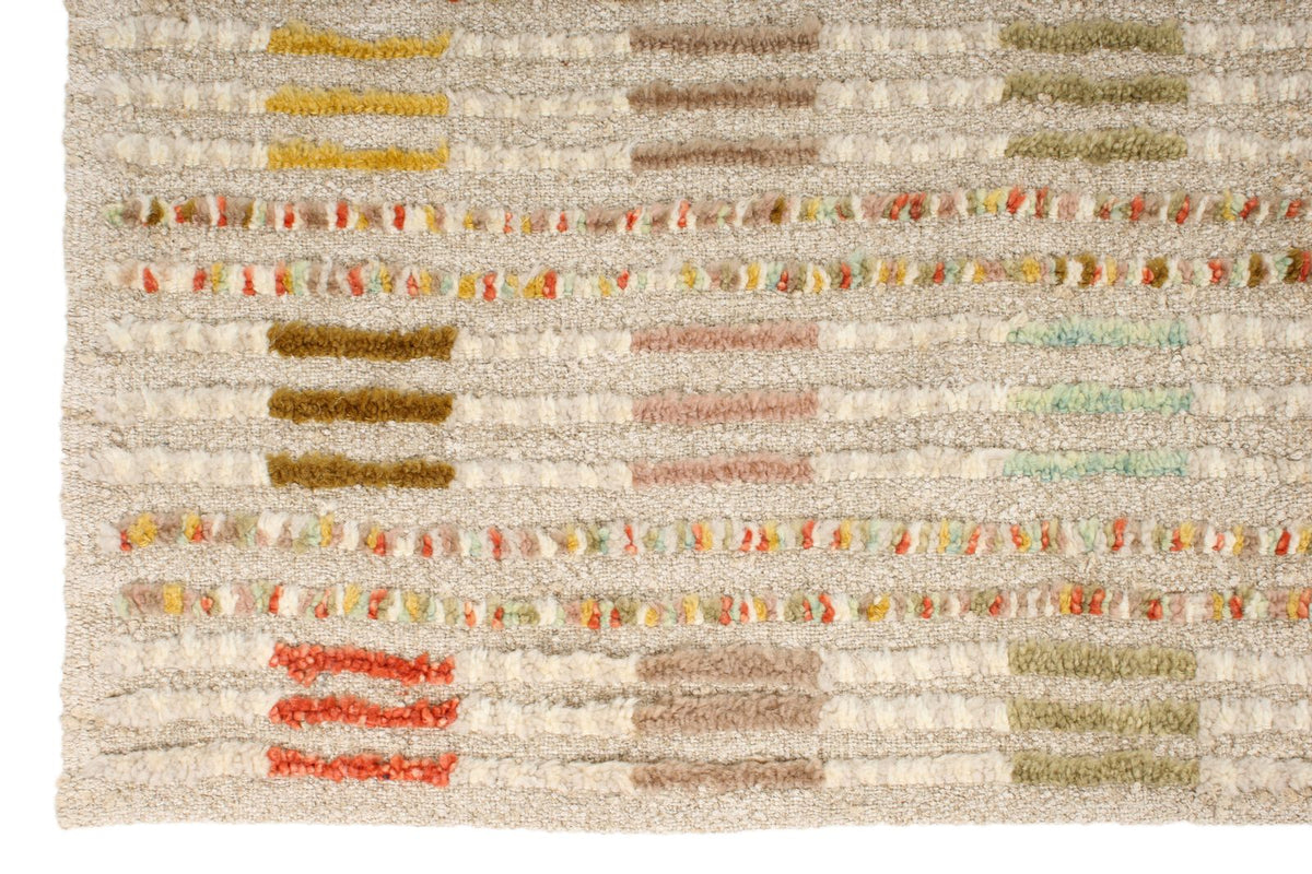 7x10 Ivory and Multicolor Turkish Tribal Rug