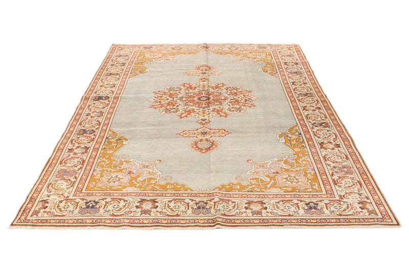 6x9 Blue and Ivory Turkish Traditional Rug