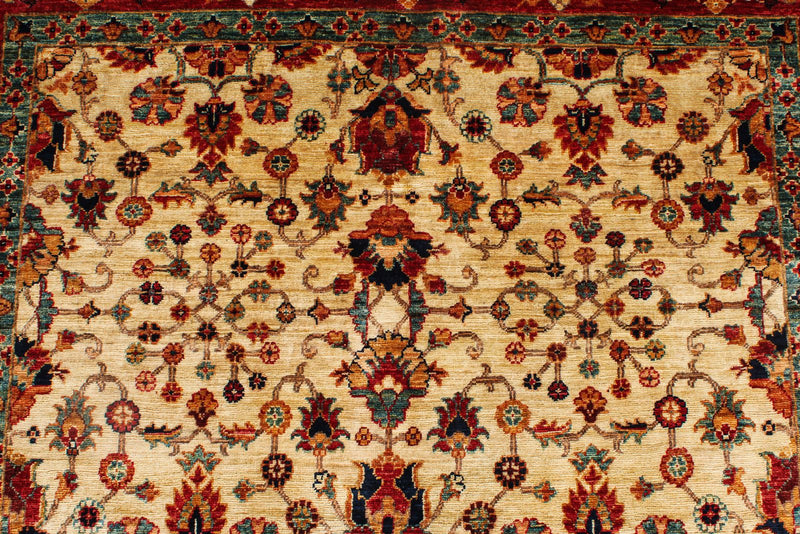 5x7 Ivory and Burgundy Persian Rug
