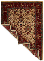 5x7 Ivory and Burgundy Persian Rug