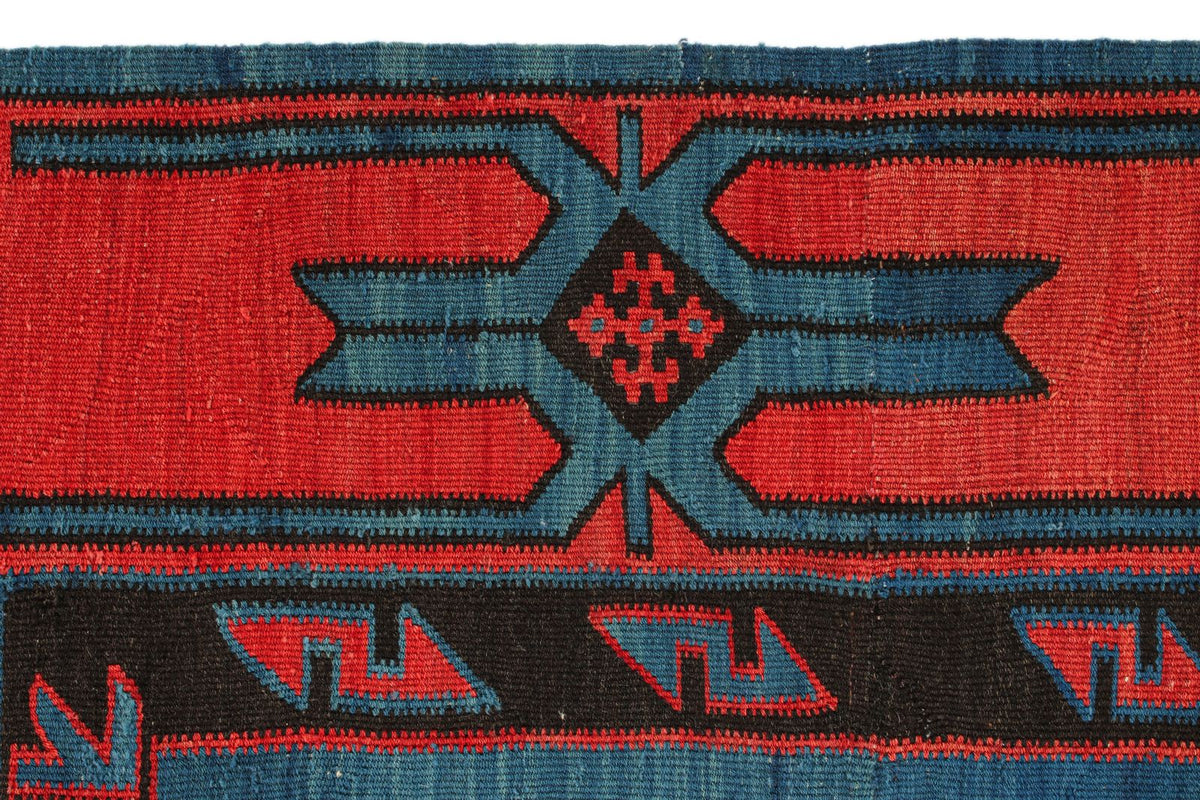 4x7 Navy and Burgundy Turkish Tribal Rug