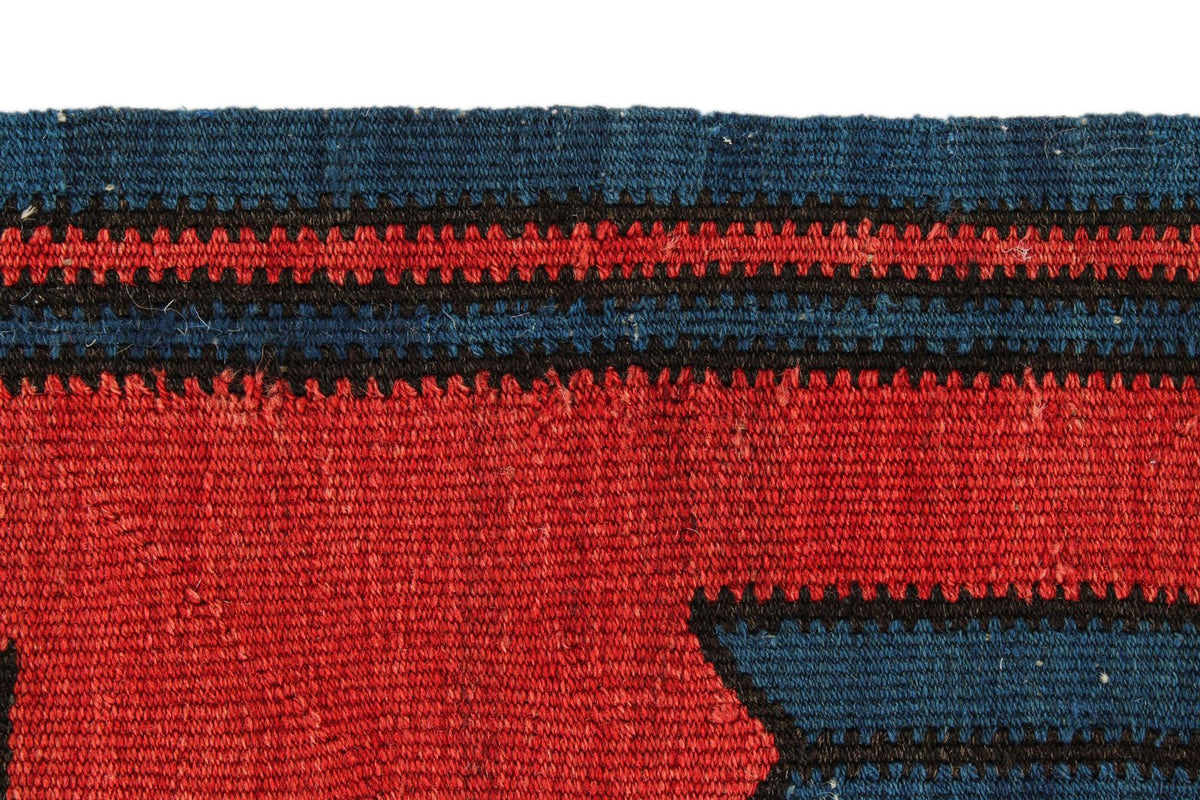 4x7 Navy and Burgundy Turkish Tribal Rug