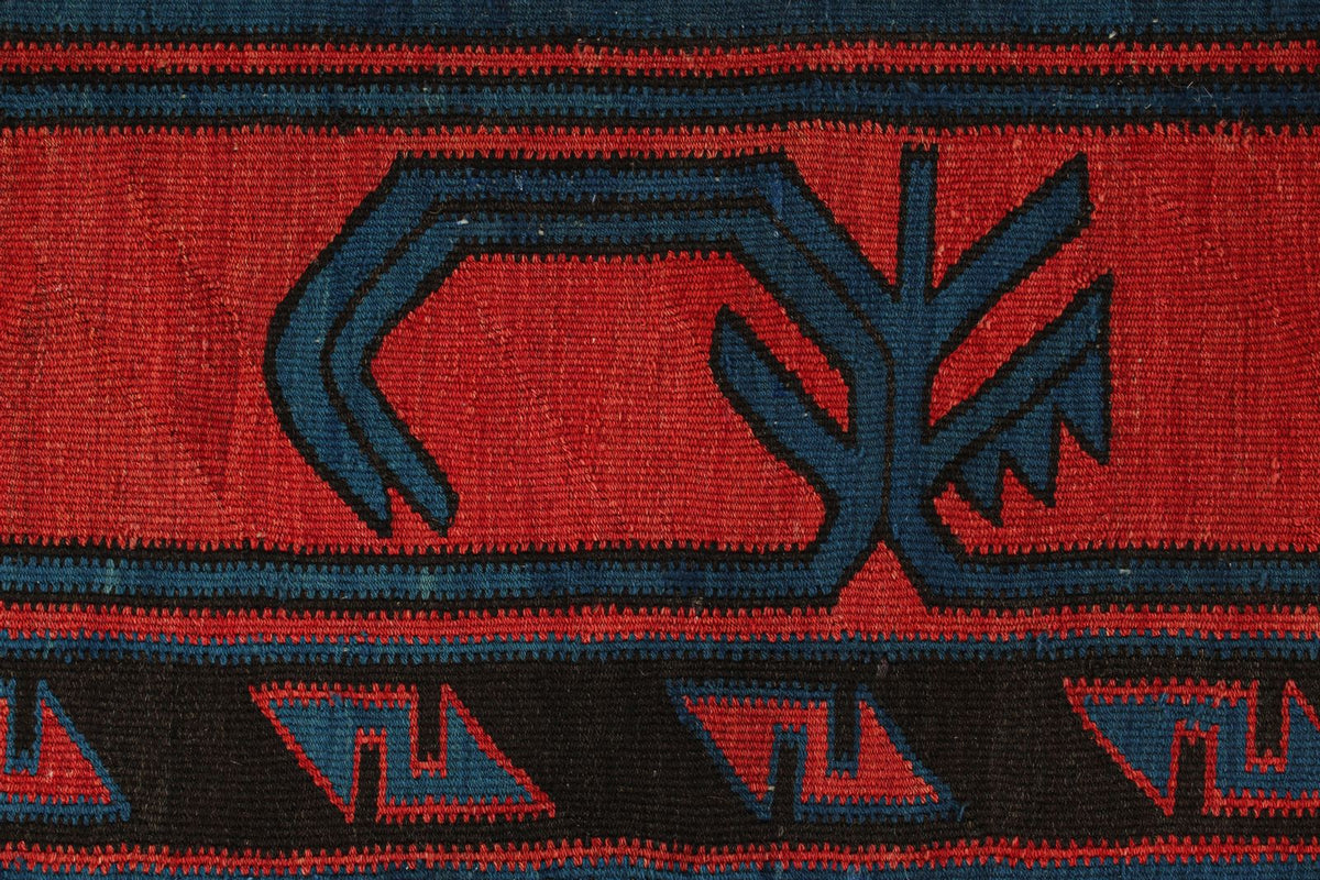 4x7 Navy and Burgundy Turkish Tribal Rug