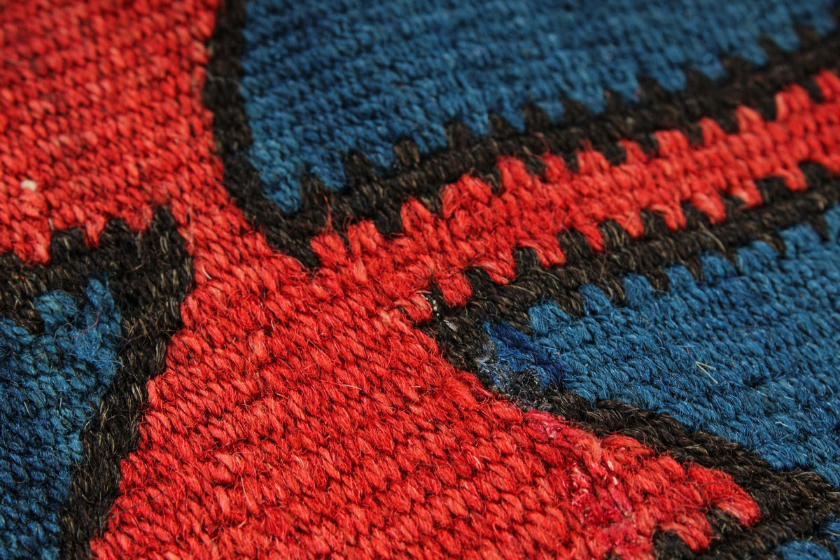 4x7 Navy and Burgundy Turkish Tribal Rug