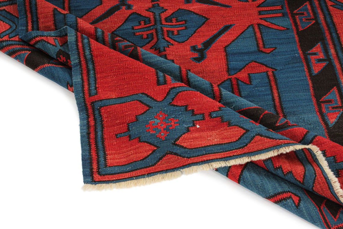4x7 Navy and Burgundy Turkish Tribal Rug