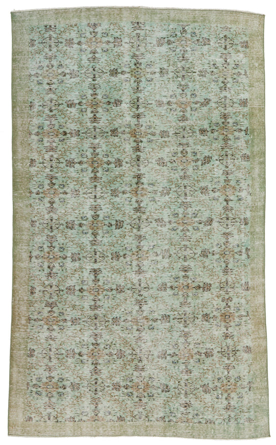 5x9 Green and Olıve Green Overdyed Rug