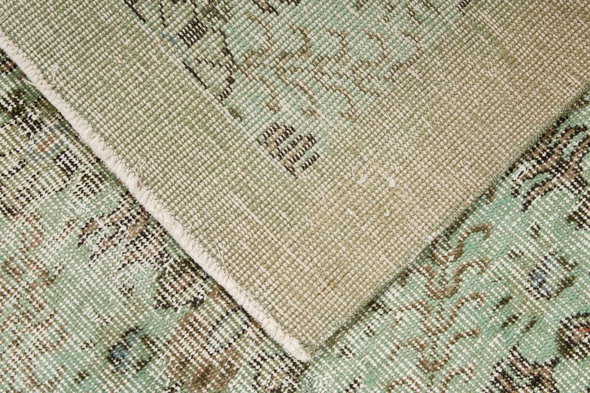 5x9 Green and Olıve Green Overdyed Rug