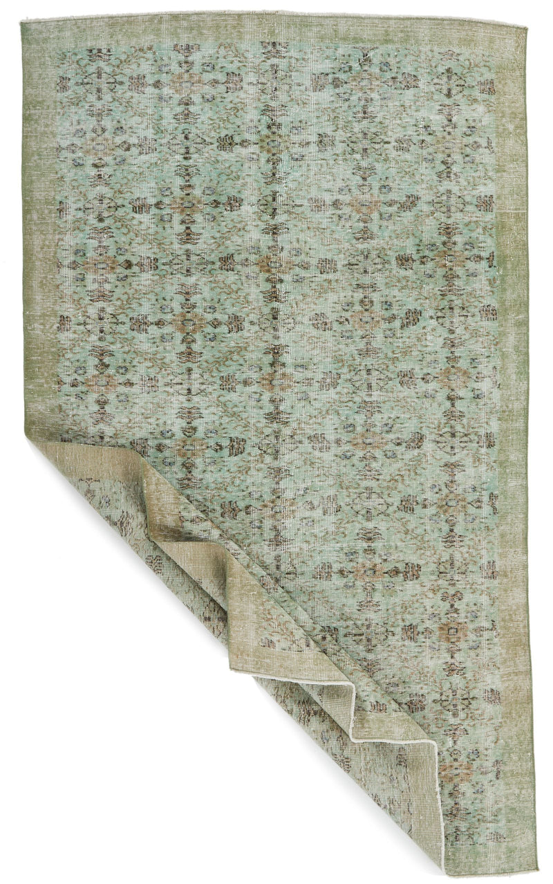 5x9 Green and Olıve Green Overdyed Rug