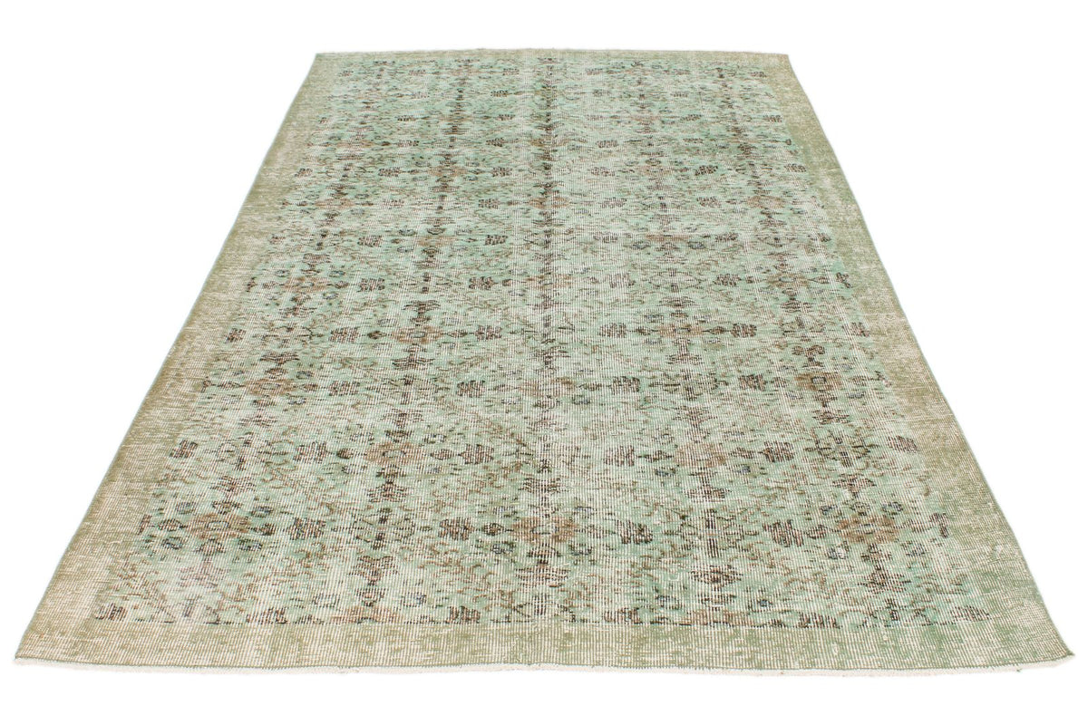 5x9 Green and Olıve Green Overdyed Rug