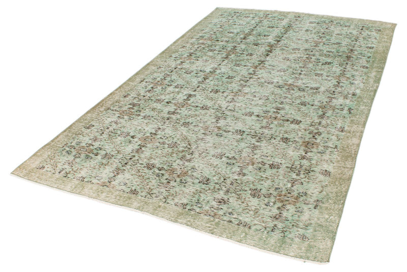 5x9 Green and Olıve Green Overdyed Rug