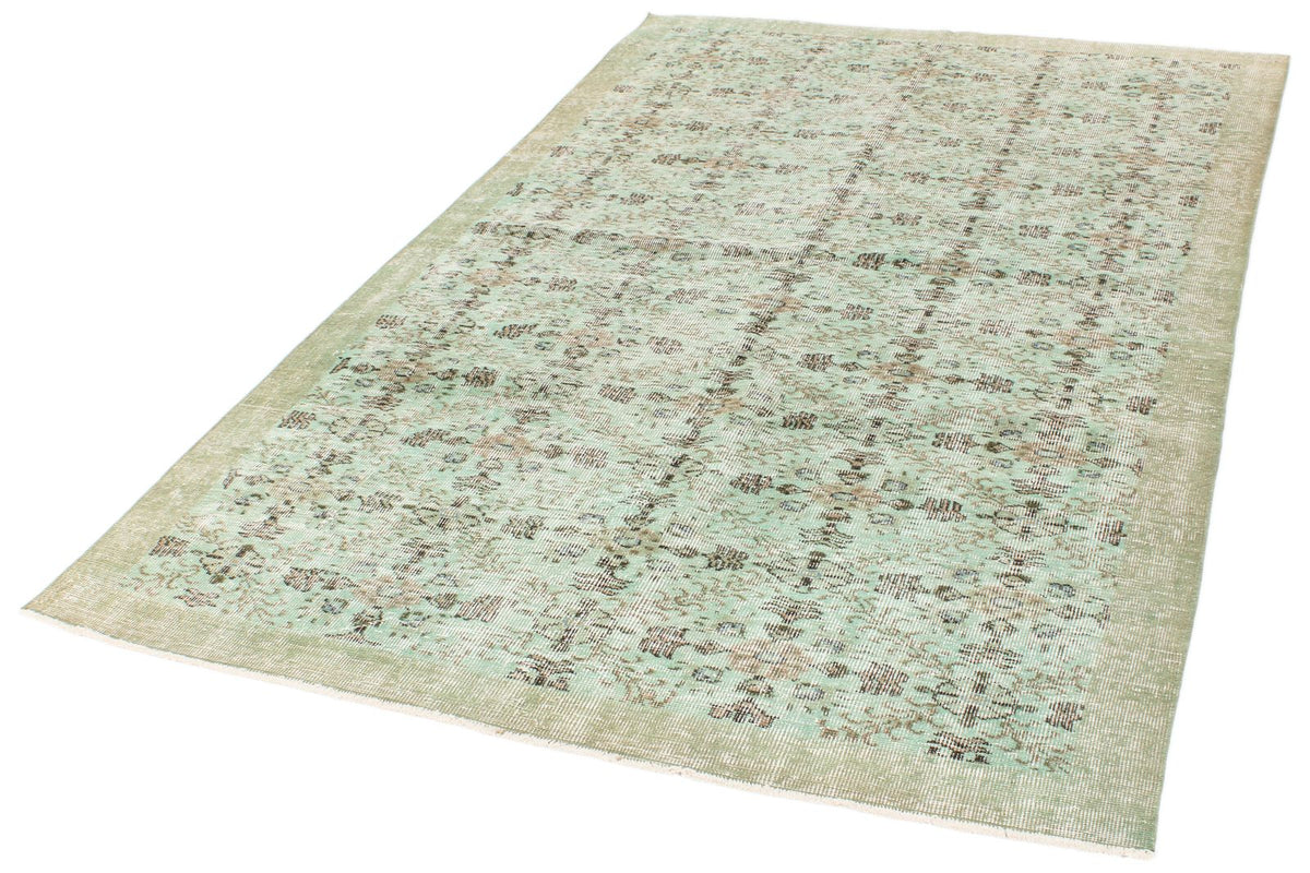 5x9 Green and Olıve Green Overdyed Rug