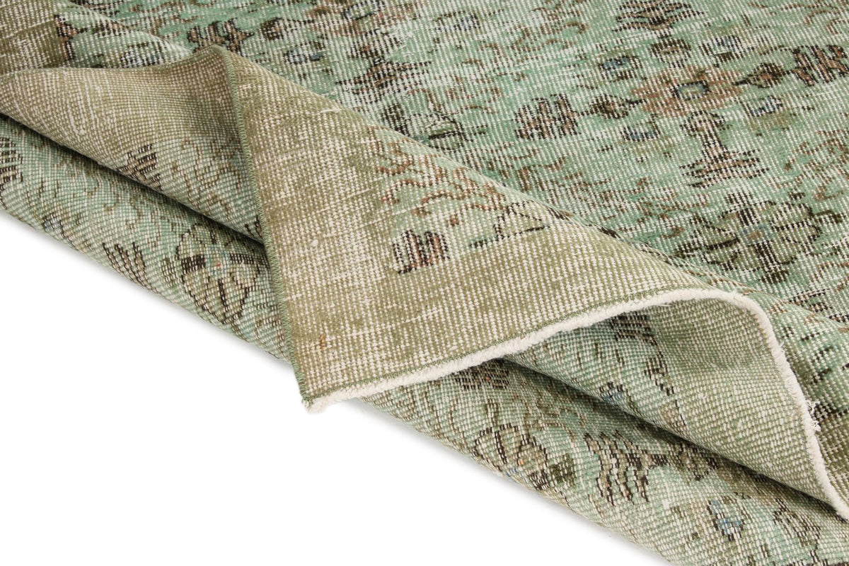 5x9 Green and Olıve Green Overdyed Rug