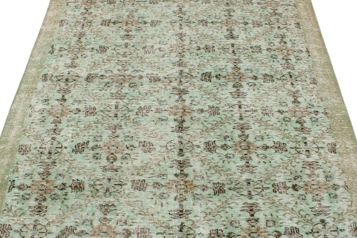 5x9 Green and Olıve Green Overdyed Rug