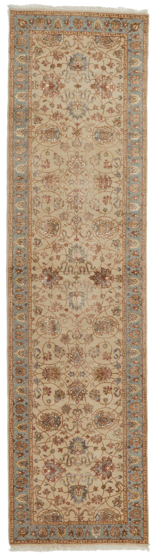 3x10 Ivory and Blue Turkish Traditional Runner