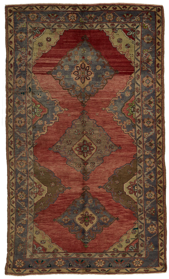 5x9 Red and Brown Anatolian Turkish Tribal Rug