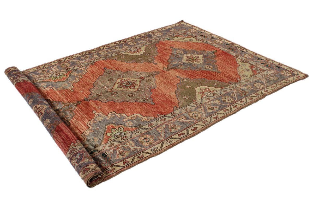 5x9 Red and Brown Anatolian Turkish Tribal Rug