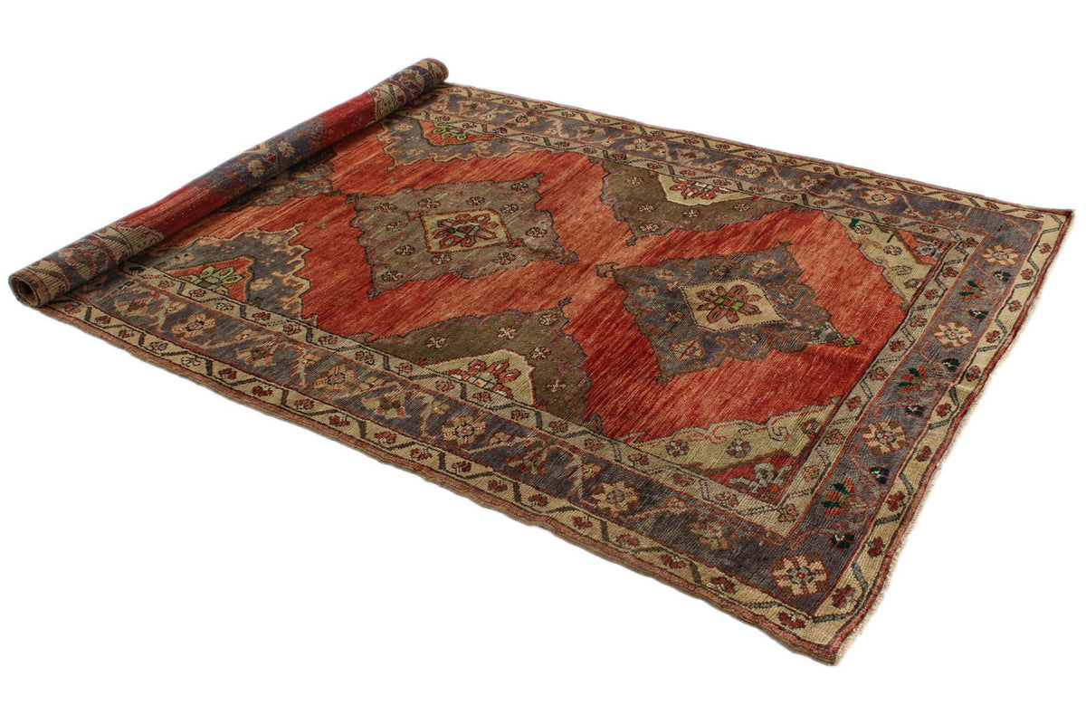 5x9 Red and Brown Anatolian Turkish Tribal Rug