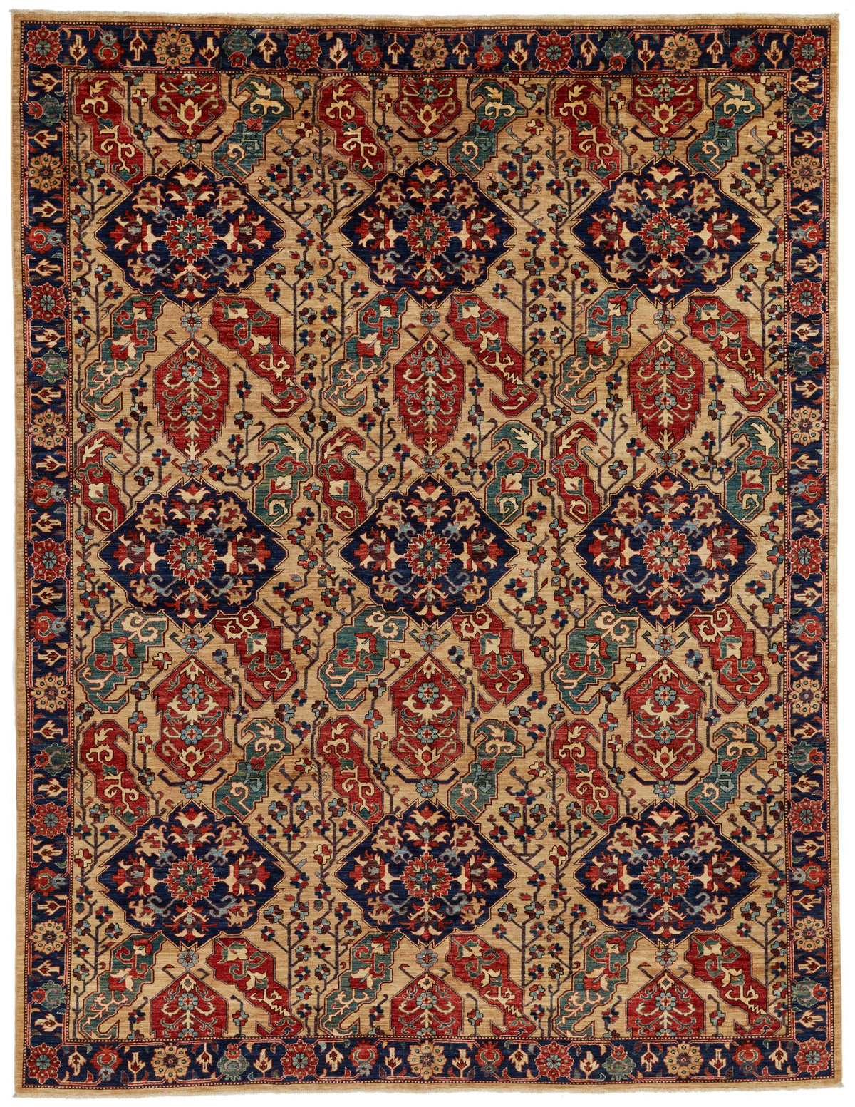 9x12 Beige and Navy Anatolian Traditional Rug