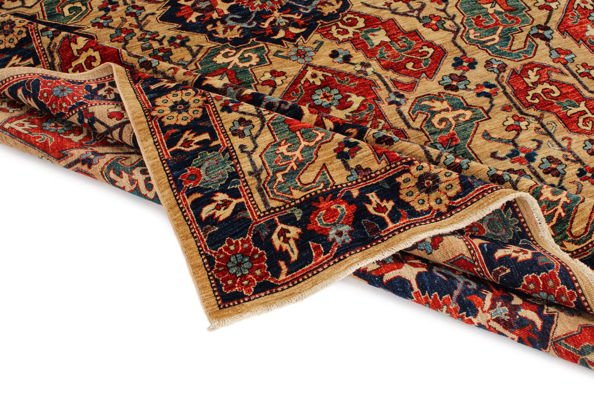 9x12 Beige and Navy Anatolian Traditional Rug