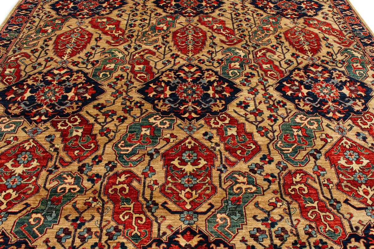 9x12 Beige and Navy Anatolian Traditional Rug
