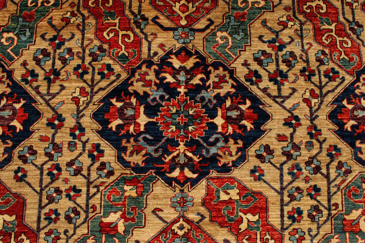 9x12 Beige and Navy Anatolian Traditional Rug