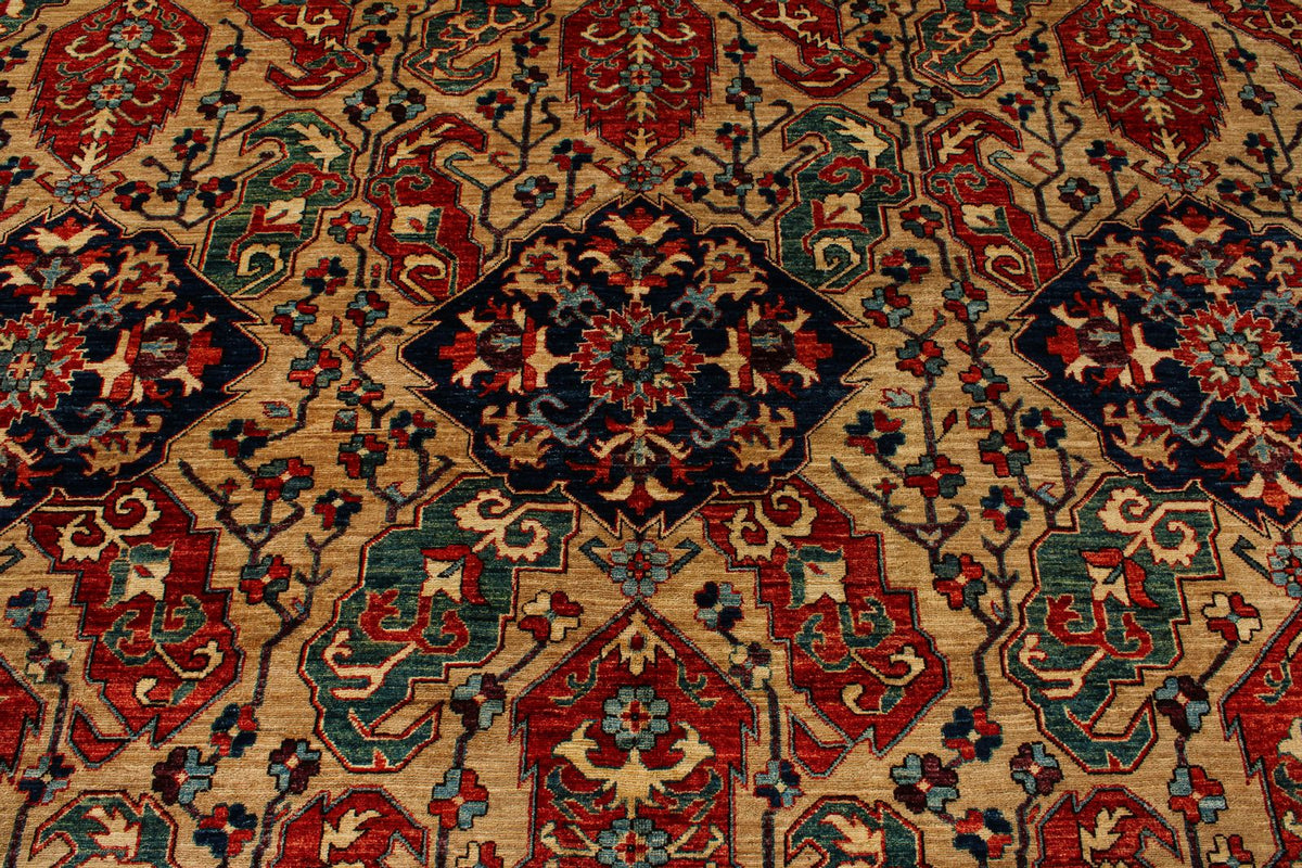 9x12 Beige and Navy Anatolian Traditional Rug